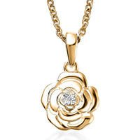 Diamond Accent Pendant Necklace 20 Inches in 14K Rose Gold Over Sterling Silver