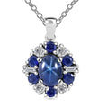 Blue Star Sapphire (DF) and Multi Gemstone 4.90 ctw Midnight Halo Pendant Necklace in Platinum Over Sterling Silver 20 Inches - Sticky add to cart bar