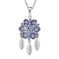 Tanzanite Dream Catcher Pendant Necklace 20 Inches in Rhodium Over Sterling Silver 2.10 ctw