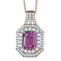 AAA Patroke Kunzite and Moissanite Cocktail Pendant Necklace 18 Inches in 18K Vermeil Rose Gold Over Sterling Silver 5.50 ctw - Sticky add to cart bar