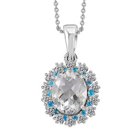 Brazilian Petalite and Multi Gemstone Sea Pendant Necklace 20 Inches in Rhodium Over Sterling Silver 4.30 ctw