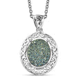 Peacock Druzy Quartz 3.10 ctw Pendant in Platinum Bond with Stainless Steel Necklace 20 Inches - Sticky add to cart bar
