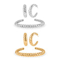 EverTrue Set of 2 Twisted Cuff Bracelet (7.50 In) and Half Hoop Earrings in ION Plated YG and Stainless Steel - Sticky add to cart bar