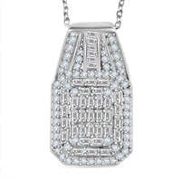 TLV Diamond Pendant Necklace (20 Inches) in Rhodium Over Sterling Silver 1.00 ctw
