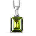 Peridot and Moissanite Pendant Necklace 20 Inches in Rhodium Over Sterling Silver 3.35 ctw - Sticky add to cart bar