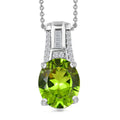 Peridot and Moissanite Pendant Necklace 20 Inches in Rhodium Over Sterling Silver 5.00 ctw - Sticky add to cart bar