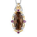 Checkerboard Cut Zawadi Chocolate Sapphire and Orissa Rhodolite Garnet Victorian Era Pendant Necklace 20 Inches in 18K Vermeil YG and Rhodium Over Sterling Silver 15.60 ctw - Sticky add to cart bar