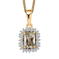 AAA Turkizite and Diamond Sunburst Pendant Necklace 20 Inches in 18K Vermeil Yellow Gold Over Sterling Silver 0.80 ctw