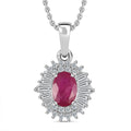 Montepuez Ruby and White Zircon Art Deco Pendant Necklace 20 Inches in Rhodium Over Sterling Silver 1.85 ctw - Sticky add to cart bar