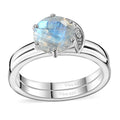Rainbow Moonstone Set of 2 Stackable Ring in Rhodium Over Sterling Silver 2.00 ctw - Sticky add to cart bar