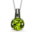 Peridot and Green Diamond Pendant Necklace 20 Inches in Rhodium Over Sterling Silver 4.35 ctw - Sticky add to cart bar