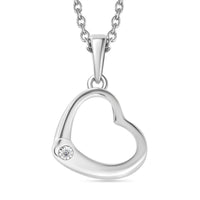 Diamond Accent Heart Pendant in Sterling Silver with Stainless Steel Necklace (20 Inches)