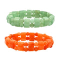 Set of 2 Green Aventurine and Red Aventurine Beaded Stretch Bracelet 302.50 ctw - Sticky add to cart bar