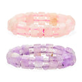 Set of 2 Rose Quartz and Amethyst Stretch Bracelet 276.00 ctw - Sticky add to cart bar