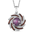 Indian Star Ruby and Multi Gemstone Galaxy Glitz Pendant Necklace 20 Inches in Rhodium Over Sterling Silver 6.00 ctw - Sticky add to cart bar