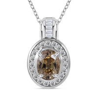 AA Yellow Zircon and White Zircon 3.52 ctw Pendant Necklace in Rhodium Over Sterling Silver 20 Inches
