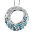 Betroka Blue Apatite and White Zircon Ocean Wave Pendant Necklace 20 Inches in Rhodium Over Sterling Silver 2.50 ctw - Sticky add to cart bar