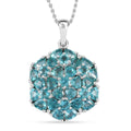 Betroka Blue Apatite 5.25 ctw Bunch of Flower Pendant Necklace in Rhodium Over Sterling Silver 20 Inches - Sticky add to cart bar