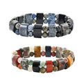 Set of 2 Multi Gemstone and Dumortierite Stretch Bracelet 282.50 ctw - Sticky add to cart bar