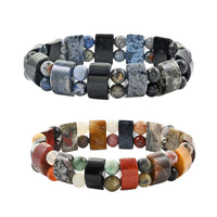 Set of 2 Multi Gemstone and Dumortierite Stretch Bracelet 282.50 ctw