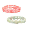 Set of 2 Amazonite and Cherry Quartz Beaded Stretch Bracelet 262.50 ctw - Sticky add to cart bar