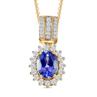 Tanzanite and White Zircon Sunburst Pendant Necklace 20 Inches in Vermeil Yellow Gold Over Sterling Silver 1.90 ctw