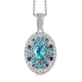 Betroka Blue Apatite and Multi Gemstone Ocean Bubble Pendant Necklace 20 Inches in Rhodium Over Sterling Silver 4.00 ctw - Sticky add to cart bar