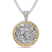 Brazilan Petalite Vintage Glamour Pendant with White Topaz Beaded Necklace 20 Inches in 18K Vermeil YG and Rhodium Over Sterling Silver 26.60 ctw