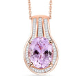 Premium Martha Rocha Kunzite and Diamond 3.60 ctw Cascade Pendant Necklace in 18K Vermeil Rose Gold Over Sterling Silver 20 Inches - Sticky add to cart bar