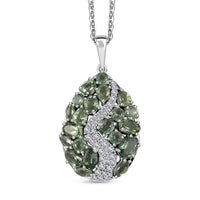 Premium Andranomaro Green Apatite and White Zircon 4.30 ctw Amazon Rain Forest Pendant Necklace in Rhodium Over Sterling Silver 20 Inches