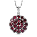 Orissa Rhodolite Garnet and Thai Black Spinel Mums Flower Pendant Necklace 20 Inches in Rhodium Over Sterling Silver 6.10 ctw - Sticky add to cart bar