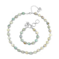 Multi Amazonite 320.00 ctw Beaded Bracelet (6.50-8.00In) and Necklace 18-20 Inches with Lion Charm in Silvertone - Sticky add to cart bar