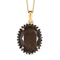 Zawadi Chocolate Sapphire and Brazilian Smoky Quartz Sunburst Pendant Necklace 20 Inches in 18K Vermeil Yellow Gold Over Sterling Silver 13.20 ctw - Sticky add to cart bar