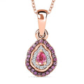 Premium Mahenge Spinel and White Zircon Modern Glamour Pendant Necklace 20 Inches in 18K Vermeil Rose Gold Over Sterling Silver 0.50 ctw - Sticky add to cart bar