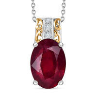 Niassa Ruby (FF), White Zircon Pendant Necklace (20 Inches) in 18K Vermeil YG and Rhodium Over Sterling Silver 10.25 ctw