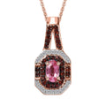 Premium Mahenge Spinel, White and Brown Zircon Art Deco Pendant Necklace 20 Inches in 18K Vermeil Rose Gold Over Sterling Silver 0.55 ctw - Sticky add to cart bar