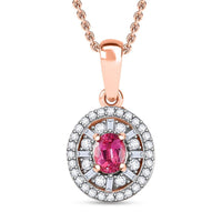 Premium Mahenge Spinel and Diamond Modern Glamour Pendant Necklace 20 Inches in 18K Vermeil Rose Gold Over Sterling Silver 0.65 ctw