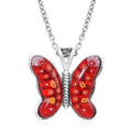 Red Murano Style Butterfly Necklace in Stainless Steel 24 Inches - Sticky add to cart bar