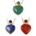 Set of 3 Red Jasper, Green Aventurine and Lapis Lazuli Perfume Heart Bottle Necklace 22 Inches in ION Plated YG Stainless Steel 24.00 ctw - Sticky add to cart bar