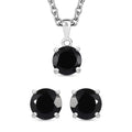 Thai Black Spinel Solitaire Stud Earrings, Pendant in Sterling Silver with Stainless Steel Necklace (20 Inches) 3.20 ctw - Sticky add to cart bar
