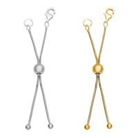 Set of 2, 14K YG and Rhodium Over Sterling Silver 9mm Lobster Lock with 2Inch Each Side Snake Extender Chain and 6mm Adjusting Bead (3.20 g)