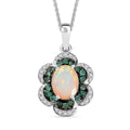 Premium Ethiopian Welo Opal and Multi Gemstone 1.65 ctw Whispering Petals Pendant Necklace in Rhodium Over Sterling Silver 20 Inches - Sticky add to cart bar