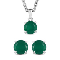 Thai Black Spinel Solitaire Stud Earrings, Pendant in Sterling Silver with Stainless Steel Necklace (20 Inches) 3.20 ctw