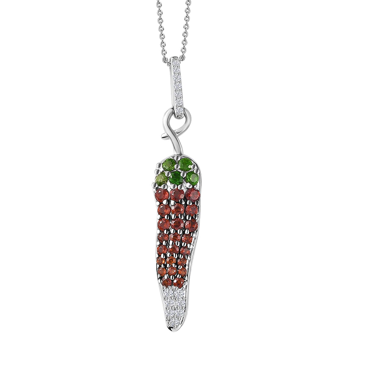 GP Italian Garden Collection Mozambique Garnet and Multi Gemstone Pendant Necklace 20 Inches in Rhodium Over Sterling Silver 1.00 ctw