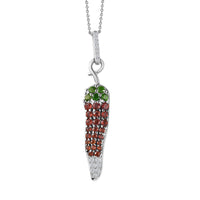 GP Italian Garden Collection Mozambique Garnet and Multi Gemstone Pendant Necklace 20 Inches in Rhodium Over Sterling Silver 1.00 ctw