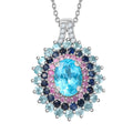 Betroka Blue Apatite and Multi Gemstone 2.80 ctw Oceanic Symphony Pendant Necklace in Rhodium Over Sterling Silver 20 Inches - Sticky add to cart bar