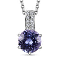 Tanzanite, White Zircon Pendant Necklace (20 Inches) in Rhodium Over Sterling Silver 1.55 ctw - Sticky add to cart bar