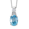 Cambodian Blue Zircon and White Zircon 3.20 ctw Art Deco Pendant Necklace in Rhodium Over Sterling Silver 20 Inches - Sticky add to cart bar