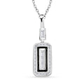 Clarte Black Tie Collection Moissanite and Black Enameled Pendant Necklace 18 Inches in Platinum Over Sterling Silver 0.20 ctw - Sticky add to cart bar