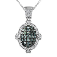 TLV Narsipatnam Alexandrite, White Zircon Pendant Necklace (20 Inches) in Rhodium Over Sterling Silver 2.50 ctw